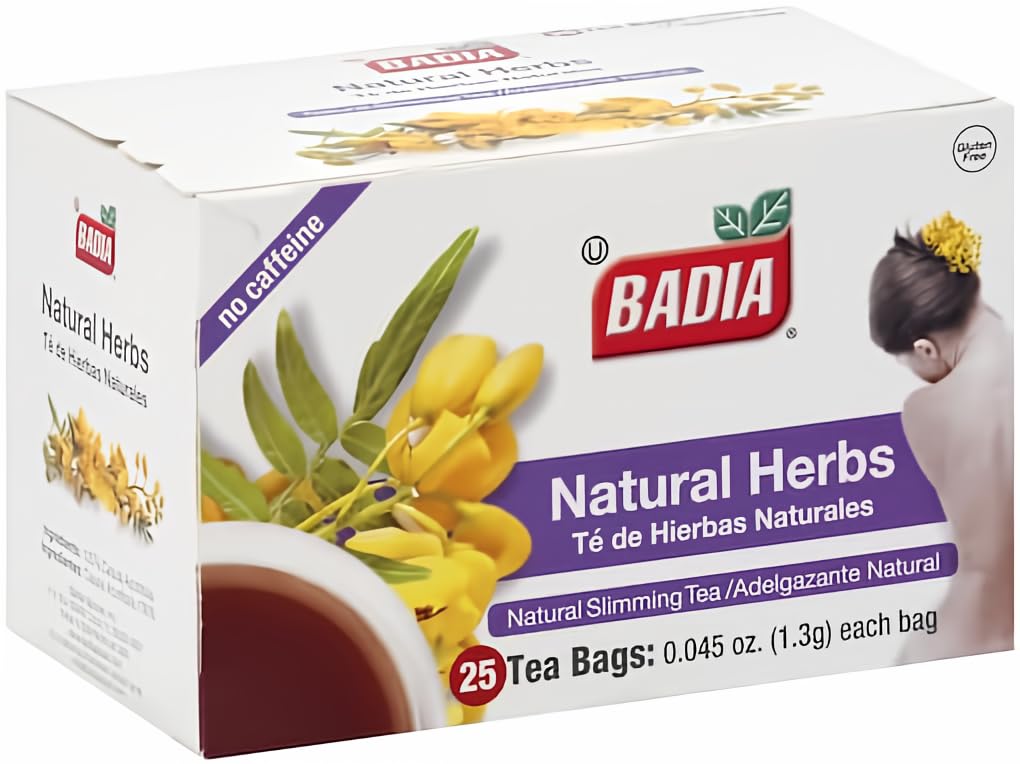 Badia natural herbs tea bag in a two-pack 25-count box for a soothing cup.