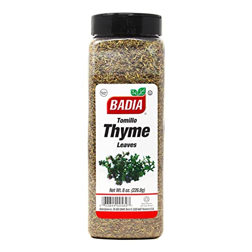 Badia Thyme Leaves dried herb bottle ready for soups and stews.