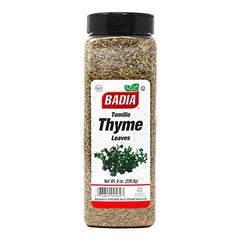 Badia Thyme Leaves dried herb bottle ready for soups and stews.