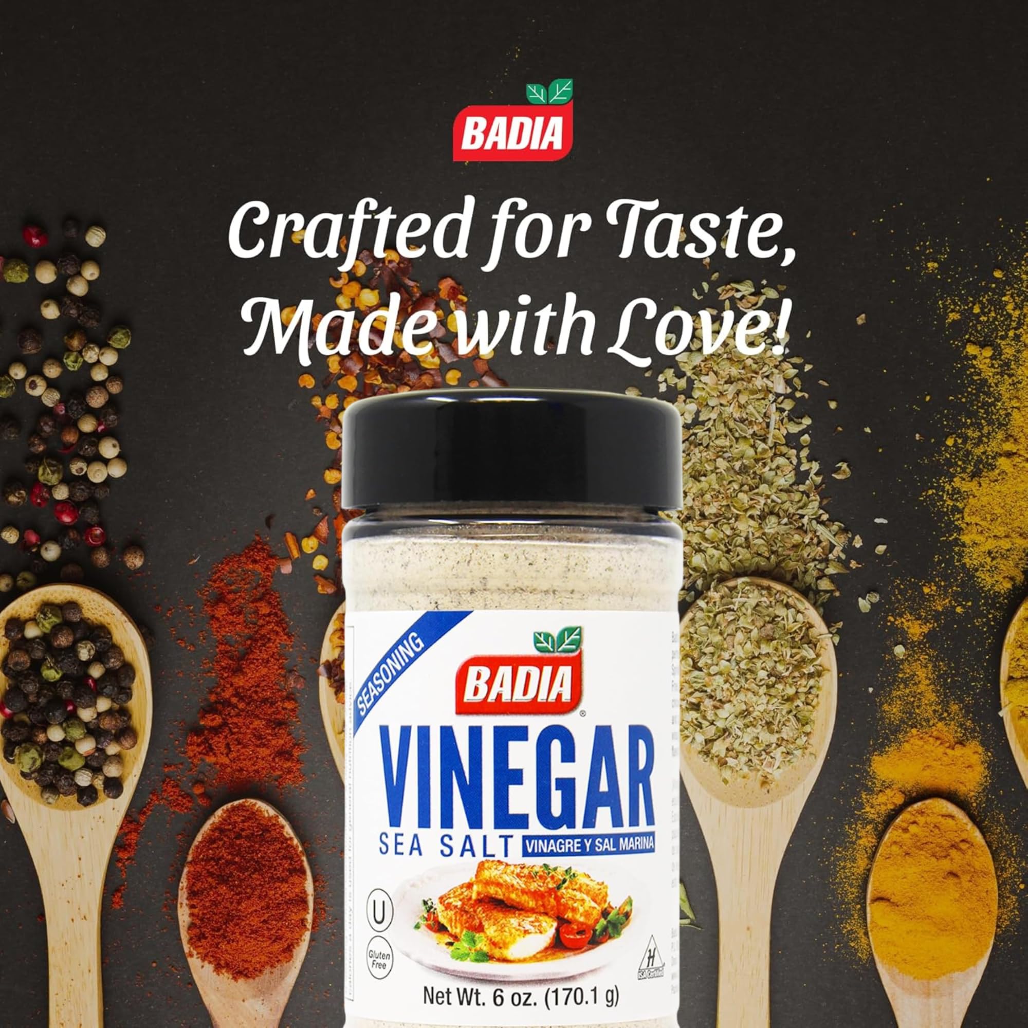 Badia Vinegar & Sea Salt Seasoning popcorn topping for crave-worthy movie snacks.