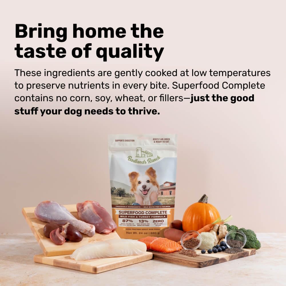 BADLANDS RANCH seed-vegetable-fruit blend supports balanced daily nutrition.