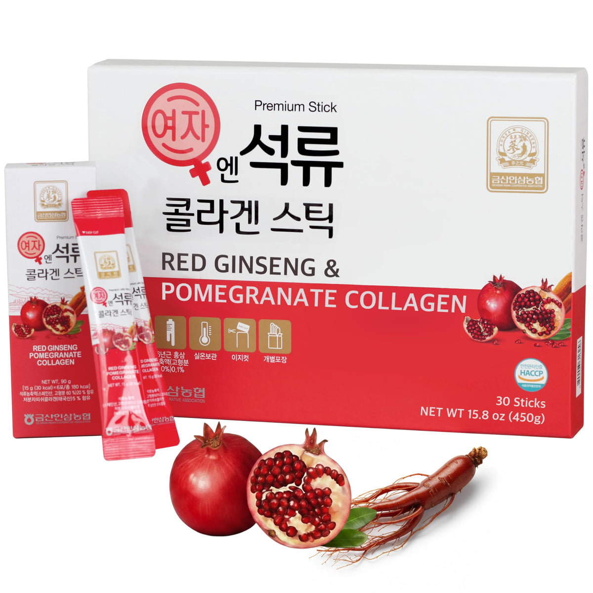 Baekje Geumsan box for daily beauty support with pomegranate collagen sticks