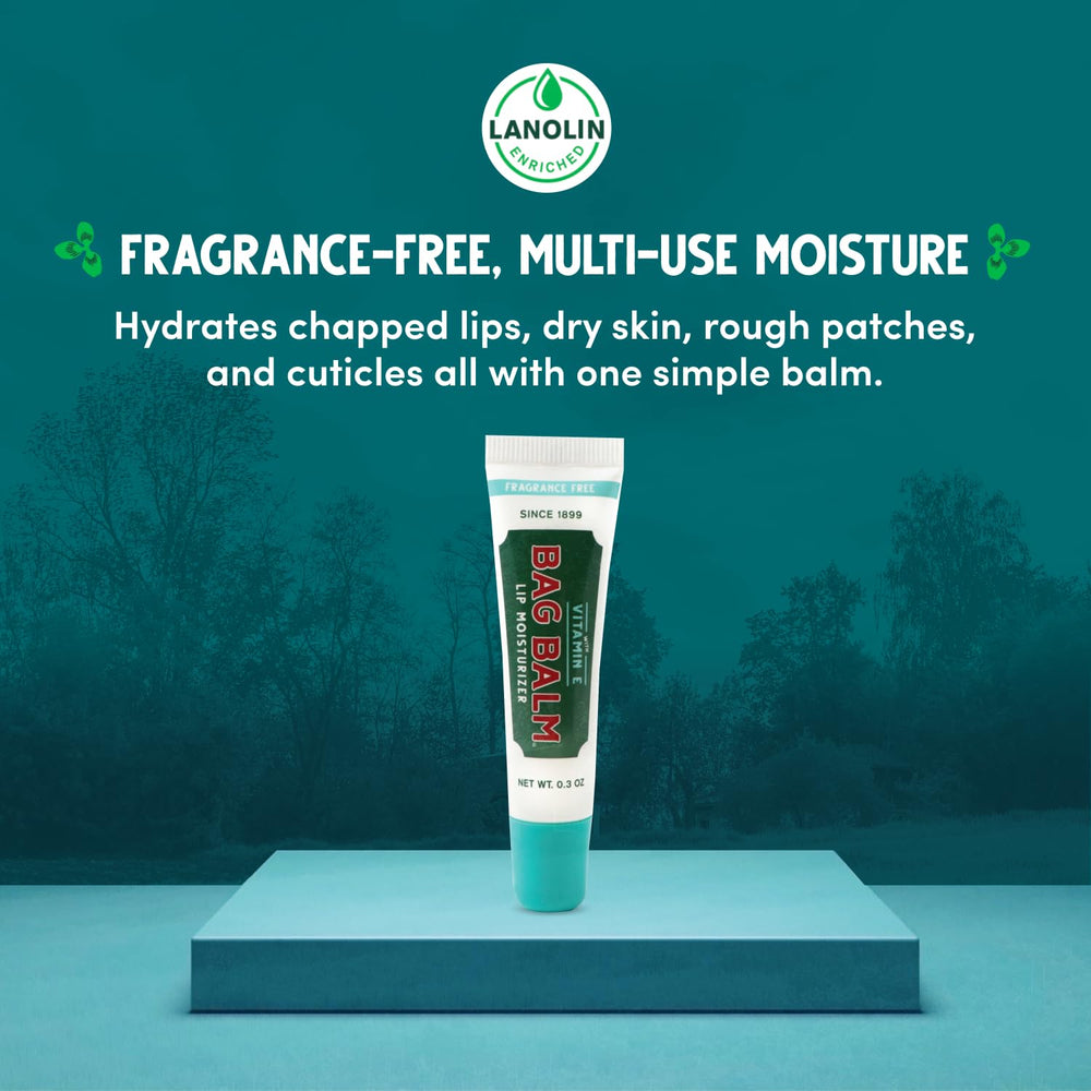 Bag Balm fragrance-free lip balm packaging.