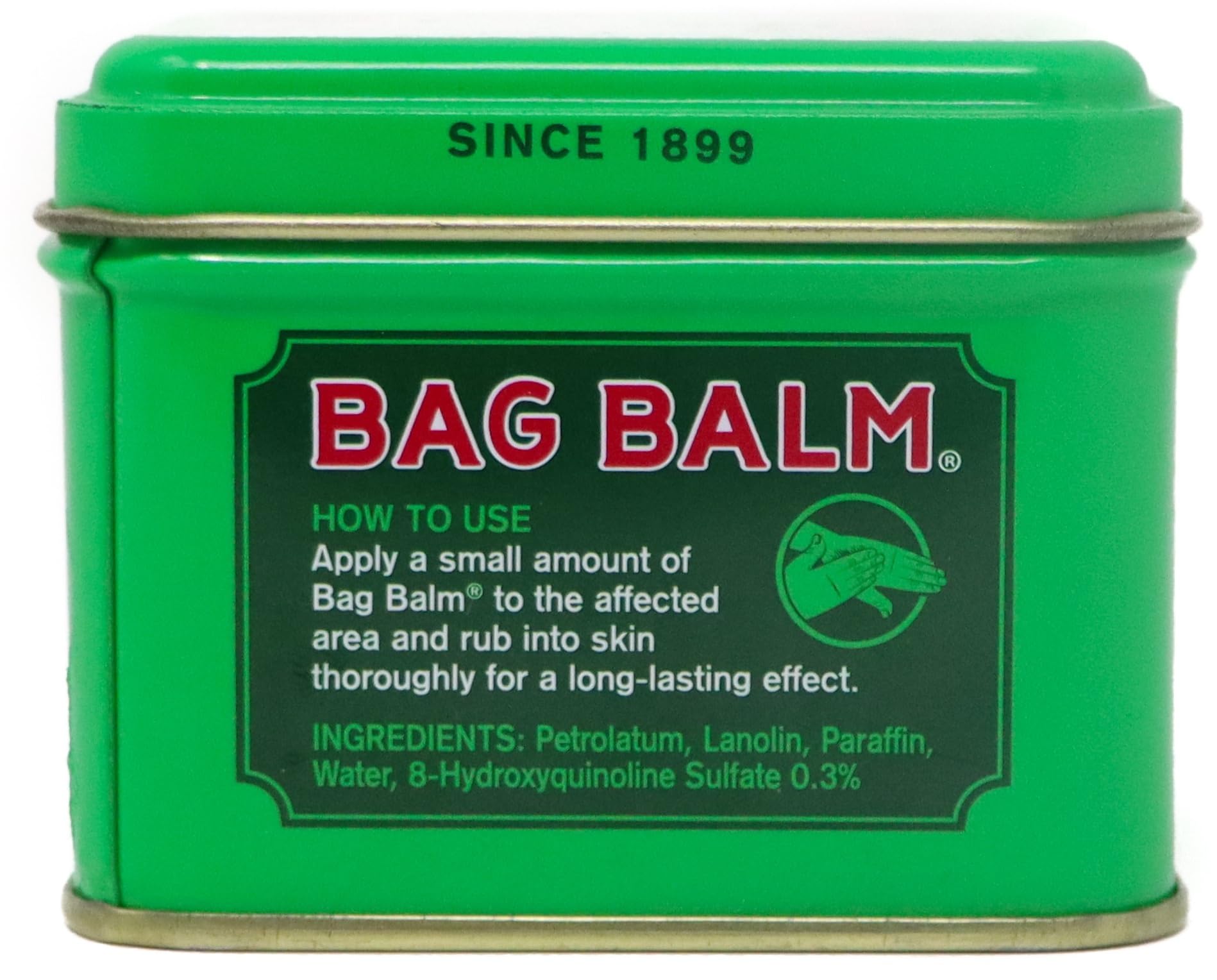 Bag Balm hands-application demonstrates quick hydration for dry hands.