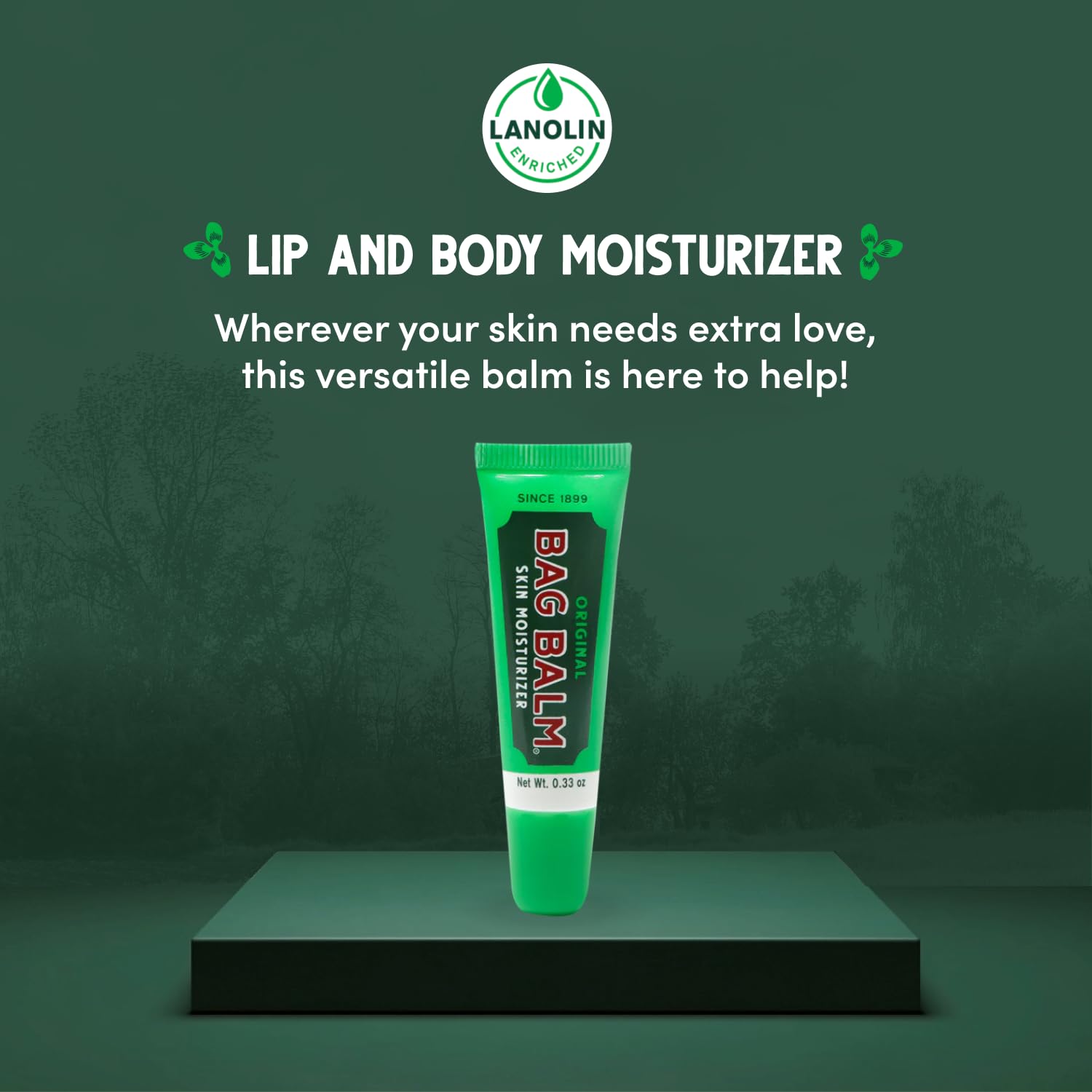 Bag Balm lip balm applicator demonstrates easy use on dry lips.