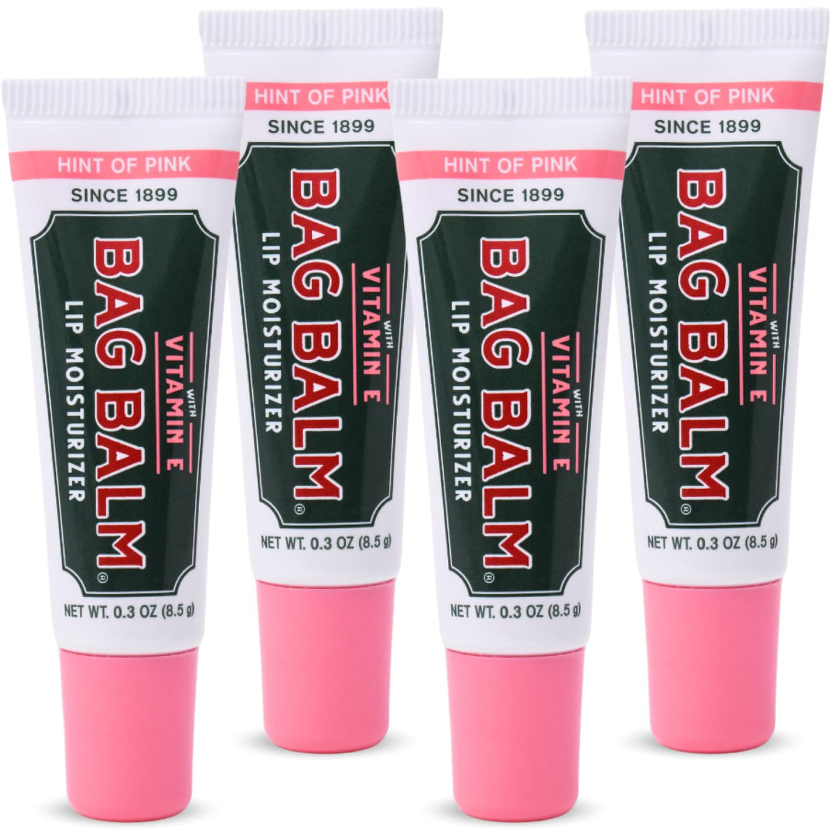 Bag Balm lip balm fragrance-free 4-pack tubes for long-lasting lip hydration.