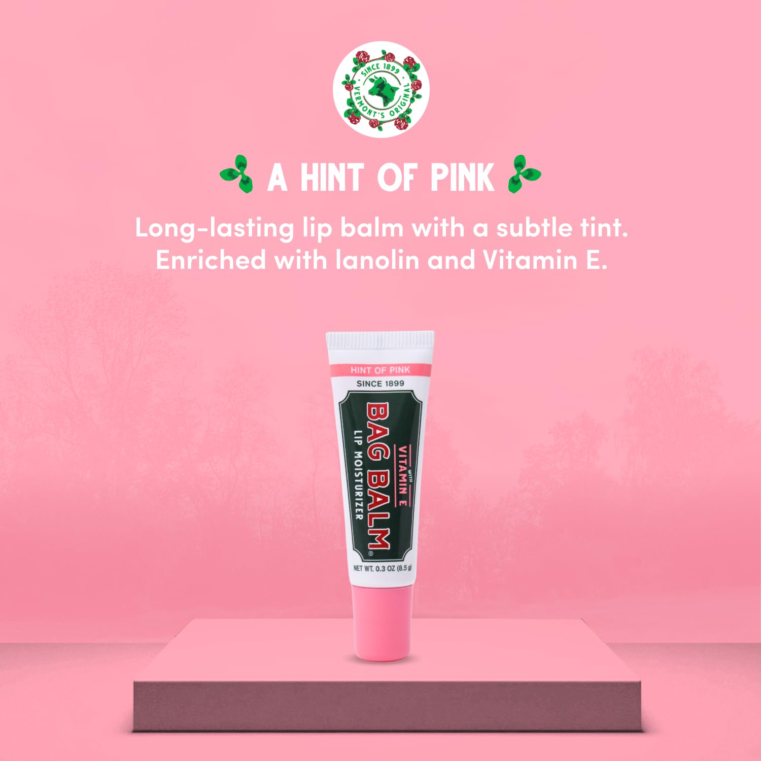 Bag Balm lip balm hint of pink 4-pack tubes adds subtle color and moisture.