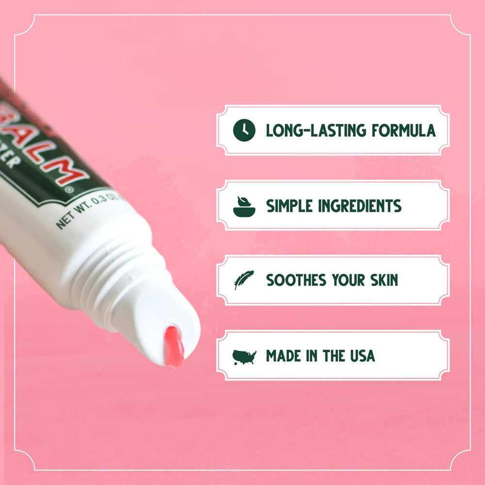 Bag Balm lip balm tube spread closeup showing easy application.