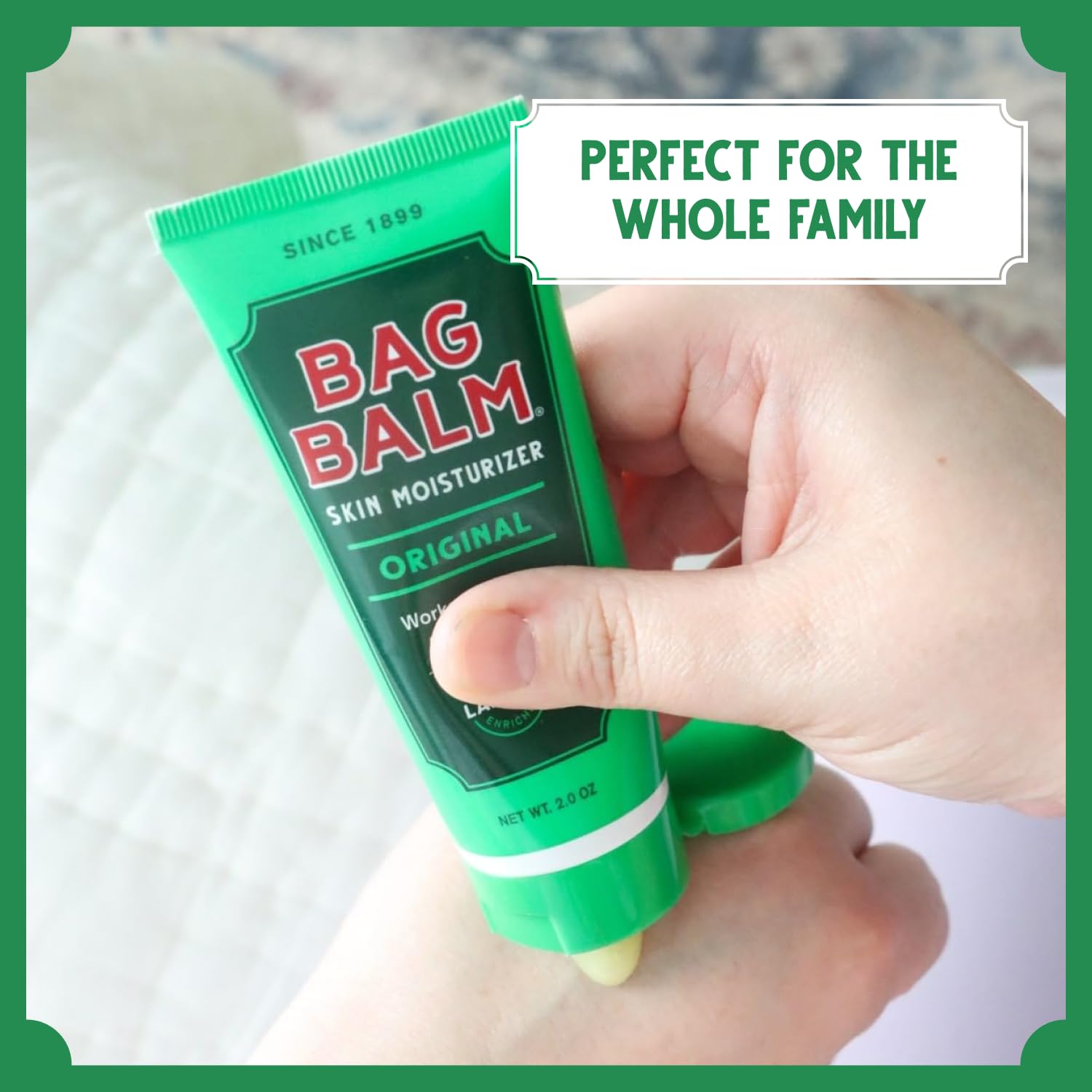 Bag Balm provides long-lasting moisture after washing hands.