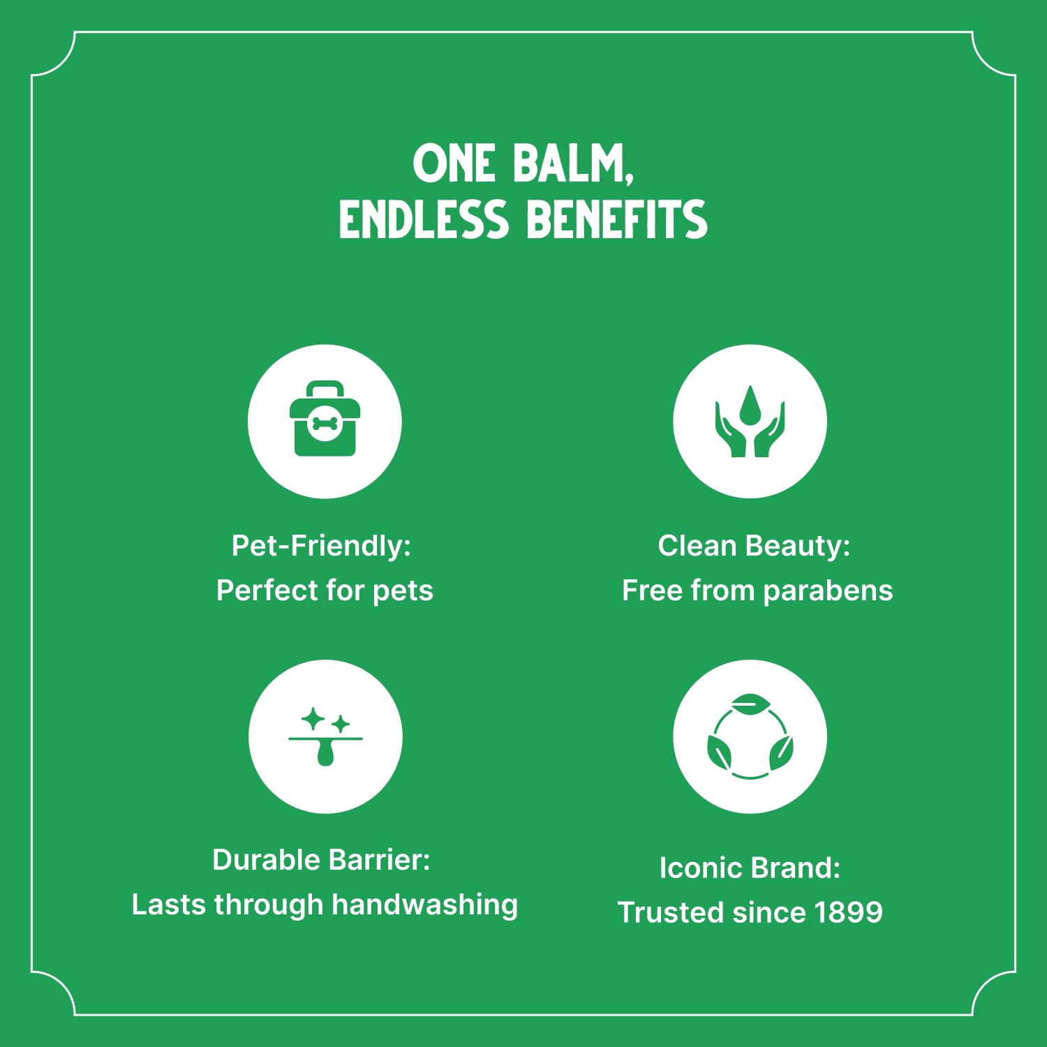 Bag Balm paw pad close-up highlights gentle hydration for rough surfaces.