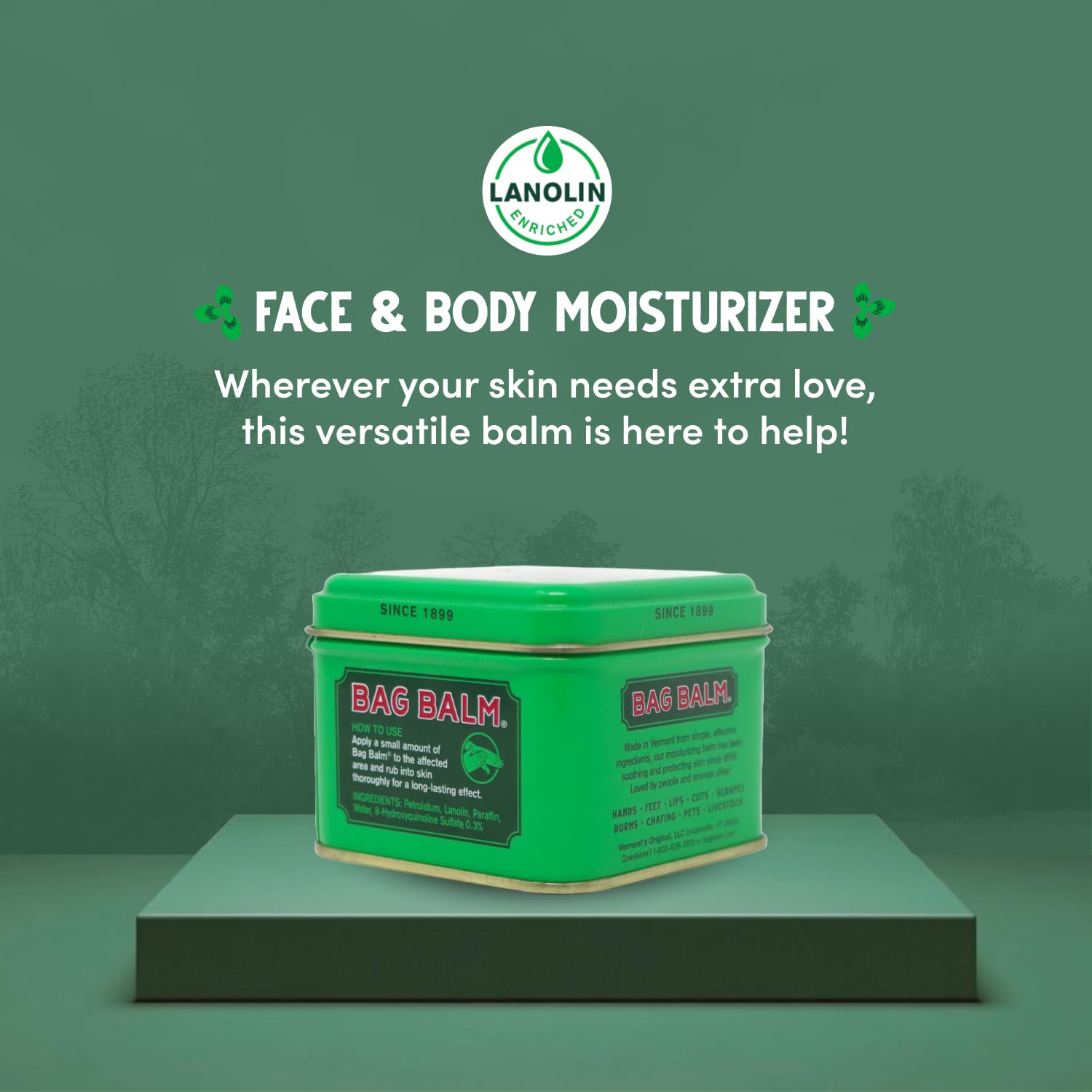 Bag Balm petrolatum-ingredient close-up shows moisturizing base.