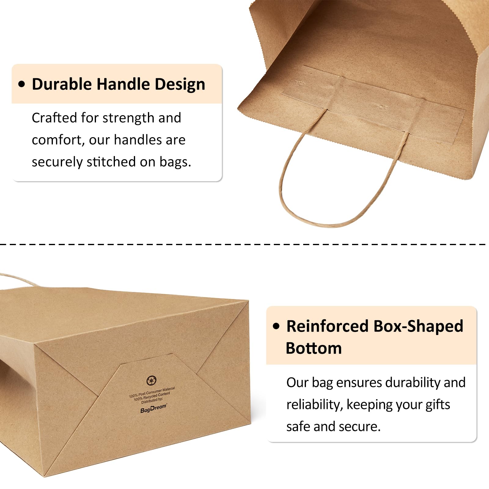 BagDream bulk medium kraft bags ideal for holidays, shopping, and events