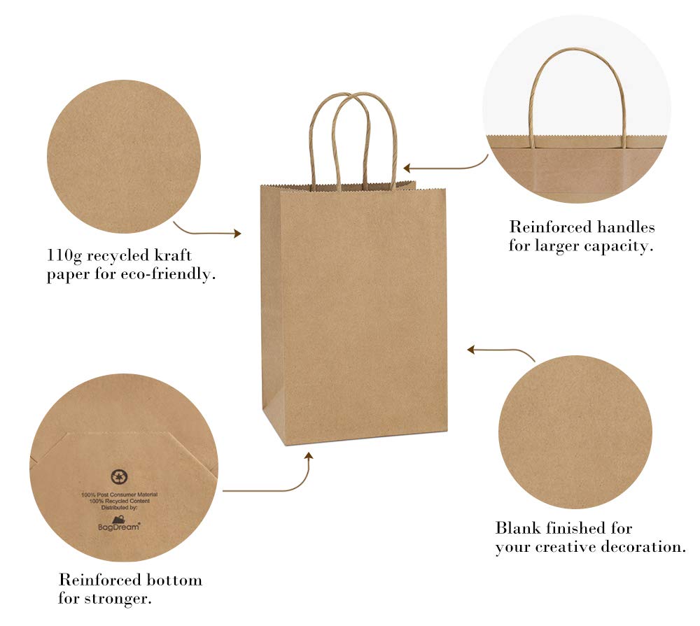 BagDream wedding favor bags in natural brown kraft finish