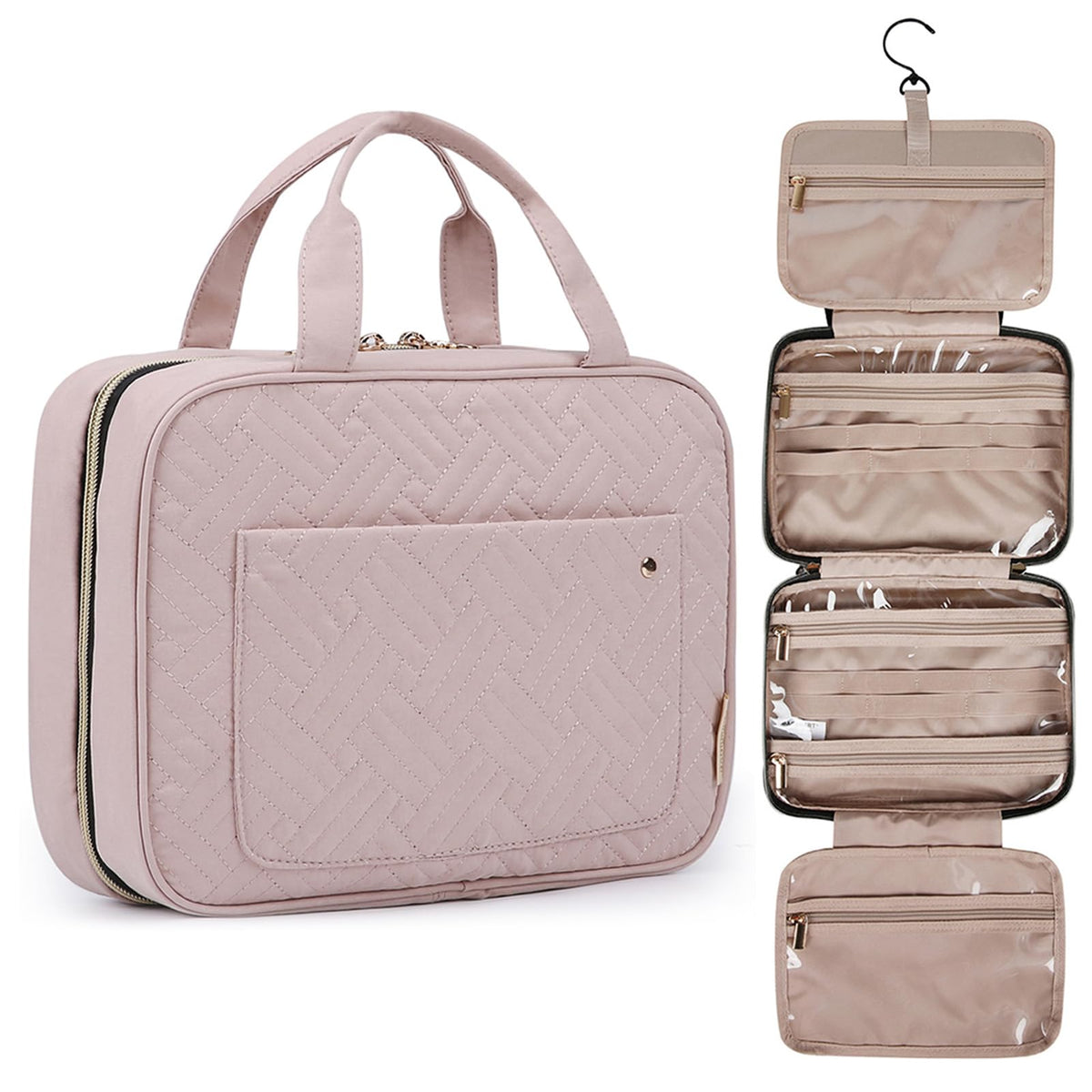 BAGSMART large toiletry bag with hanging hook for organized packing.