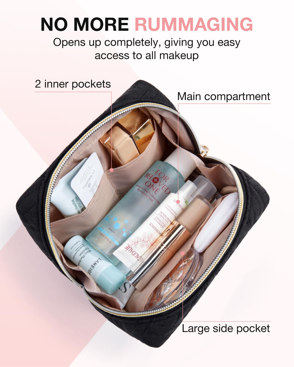 BAGSMART bag sized 6.63 by 5.1 by 3 inches keeps essentials organized.