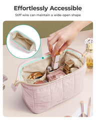 BAGSMART makeup bag taslan fabric feels soft and durable.