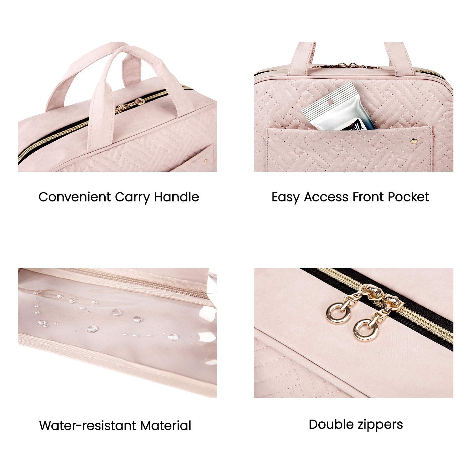 BAGSMART toiletry bag back pocket for small items.