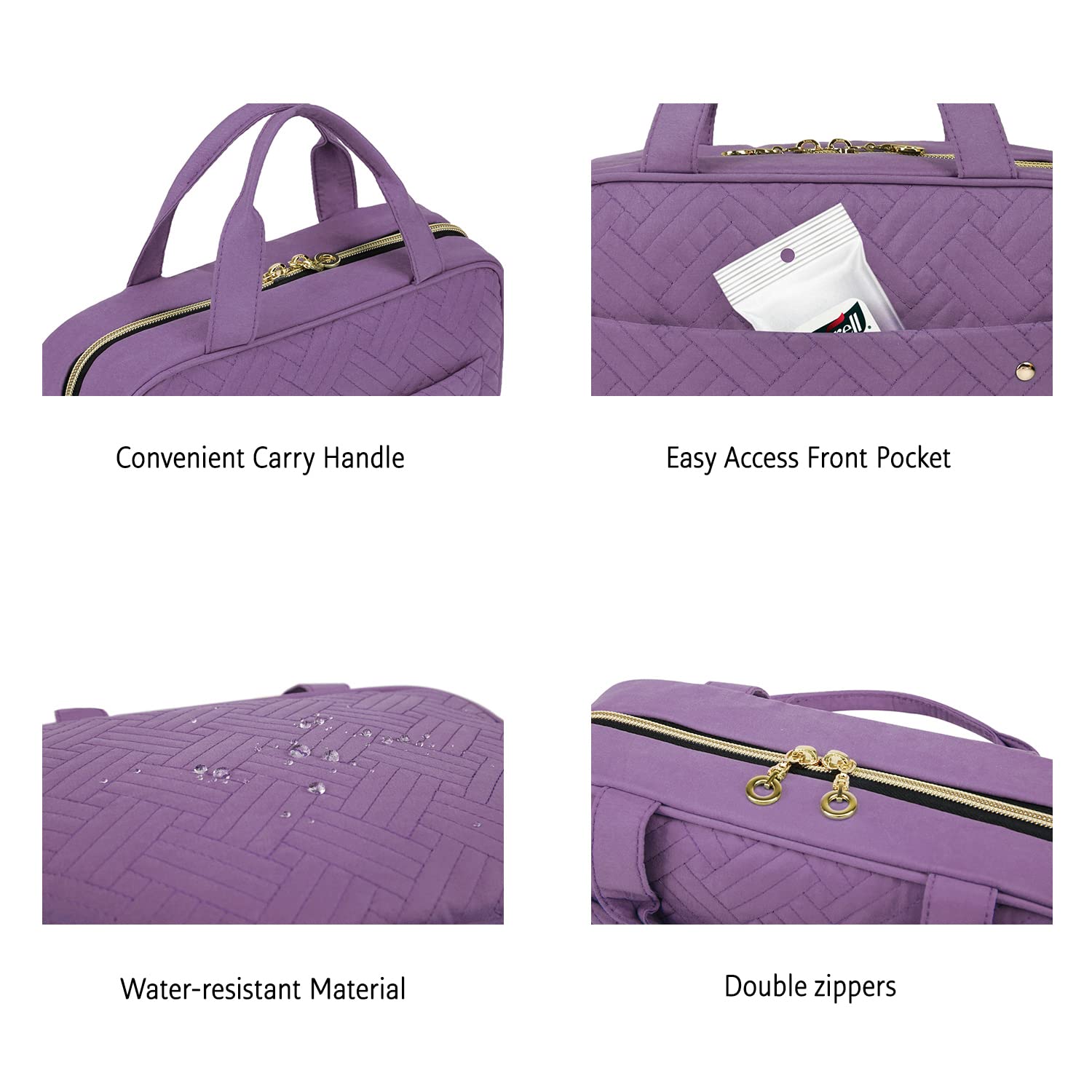 BAGSMART Toiletry Bag two-way zipper enables quick access.
