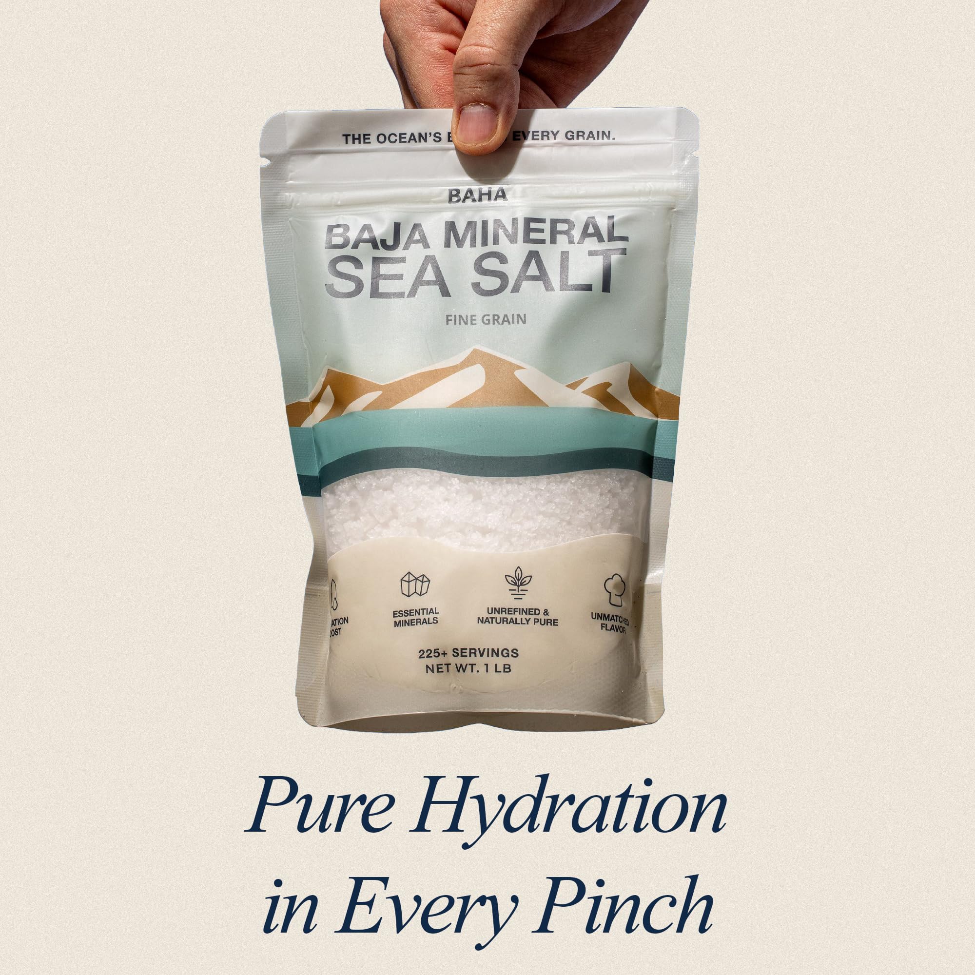 BAHA salt highlighting sustainable harvest and purity.
