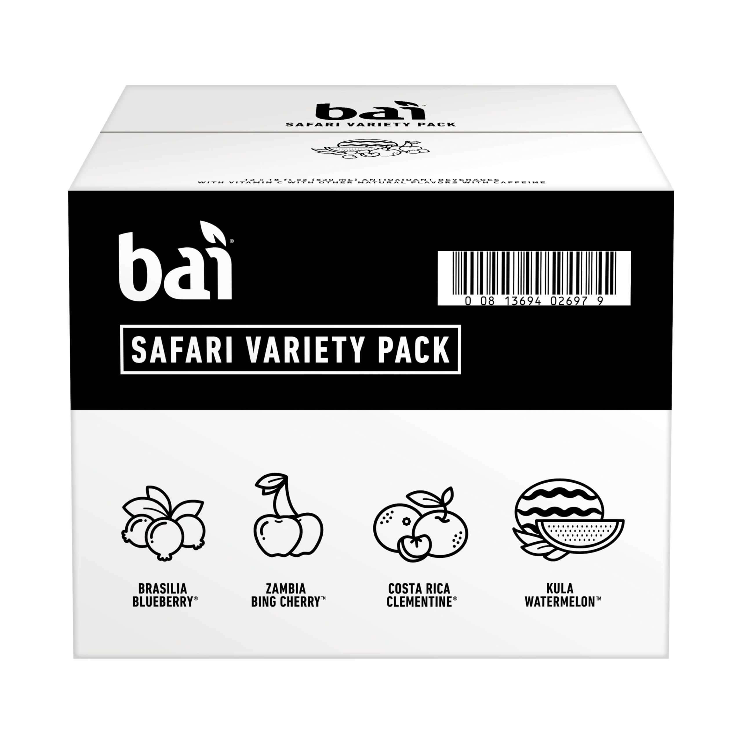 Bai Brasilia Blueberry bottle emphasizes bold blueberry flavor.