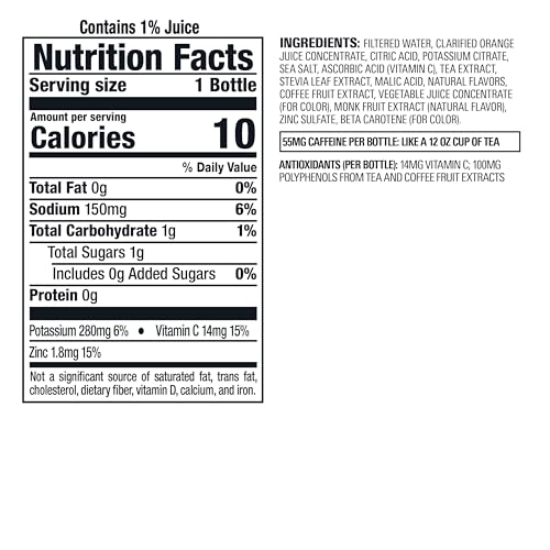 Bai Costa Rica Clementine label close-up with Vitamin C