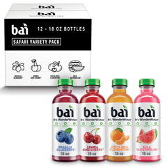 Bai Flavors Variety Pack bottle close-up showing antioxidant infused hydration.