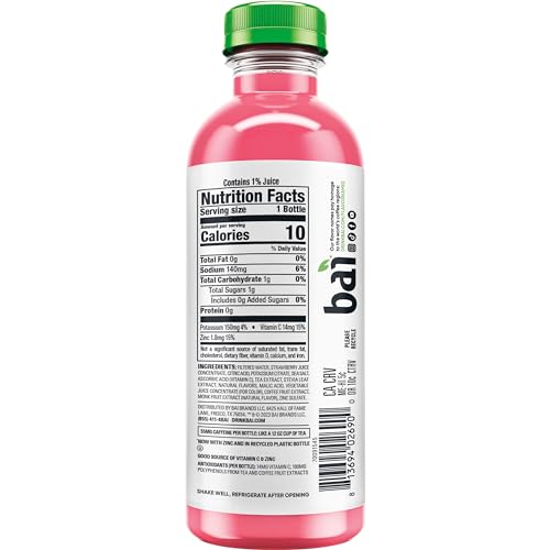 Bai Kupang Strawberry Kiwi bottle back with nutrition highlights.