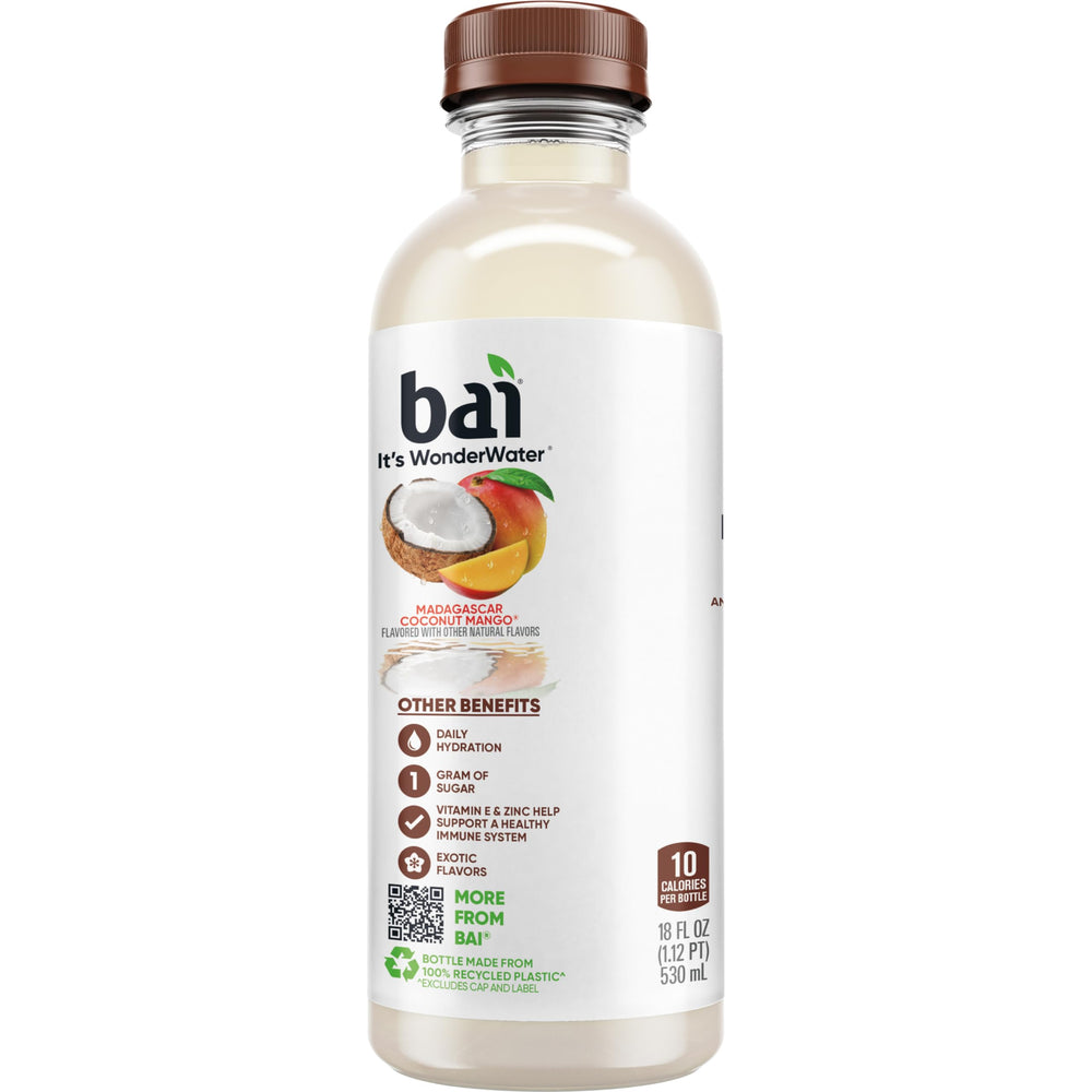 Bai Madagascar Coconut Mango vitamin C and zinc badge highlighting immune-related messaging.