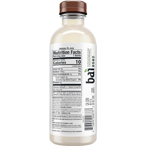 Bai Puna Coconut Pineapple label close-up showing vitamin C and stevia-sweetened formula