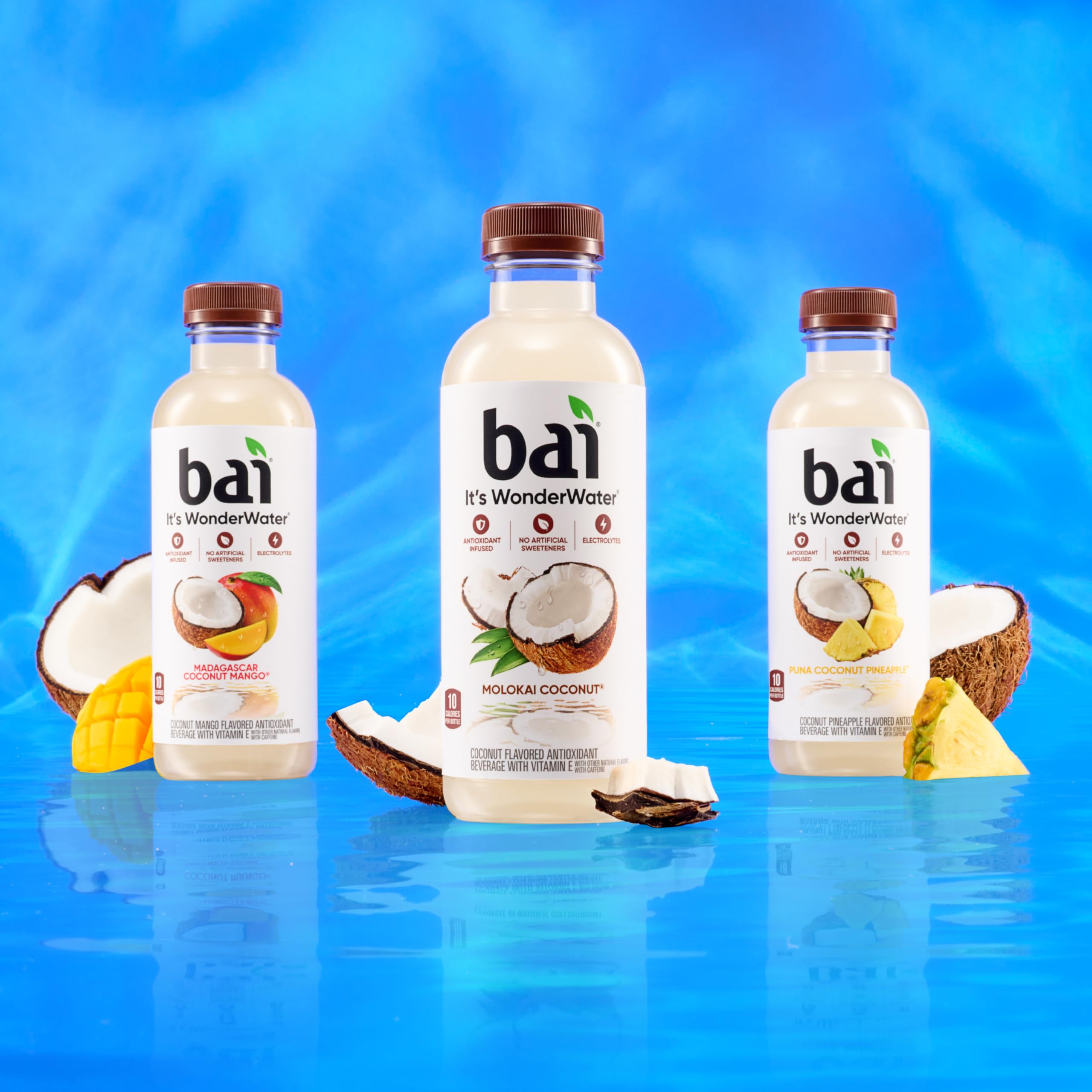 Recycled packaging icon on Bai Puna Coconut Pineapple signaling sustainability