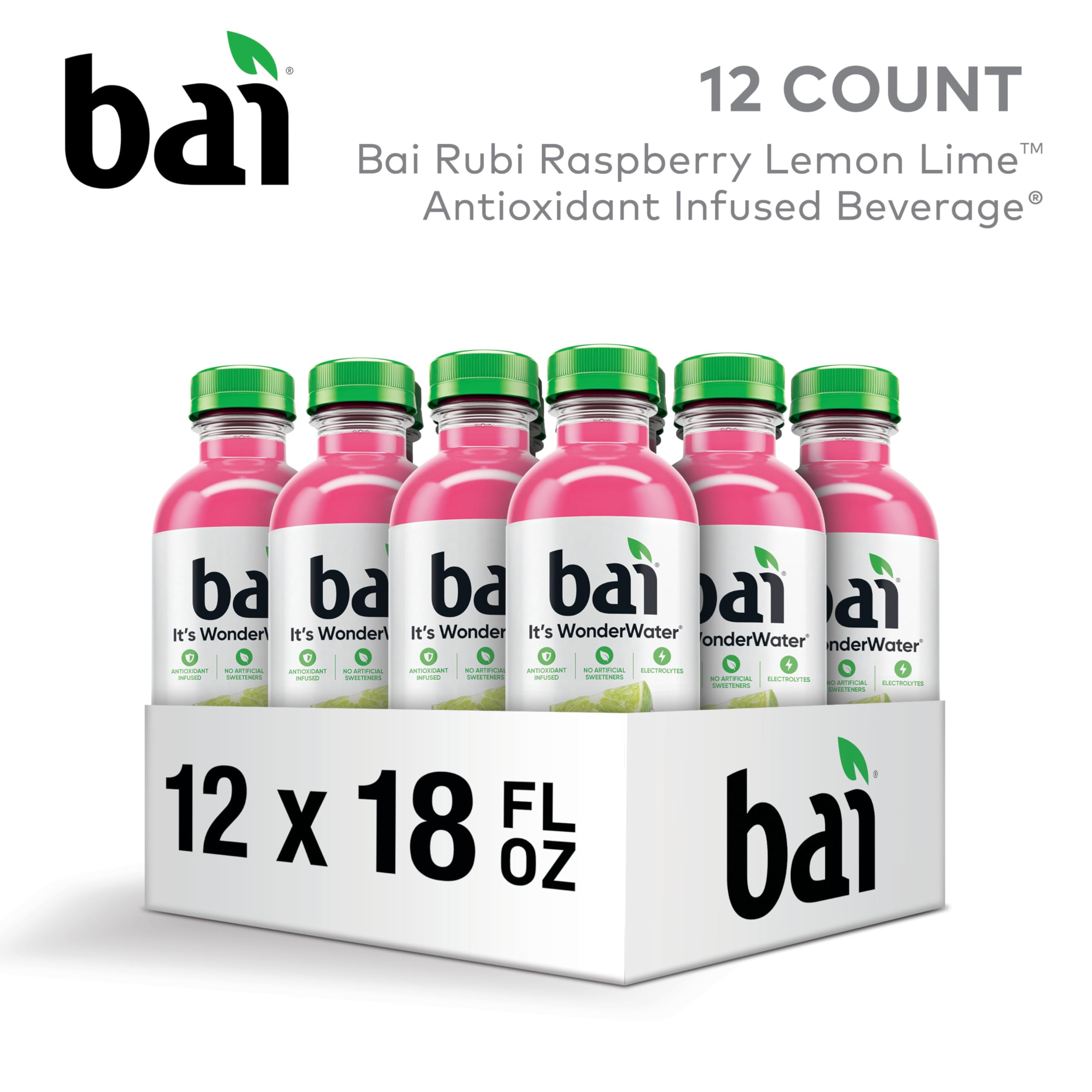 Bai Raspberry Lemon Lime bottle with nutritional notes including 1 gram sugar.
