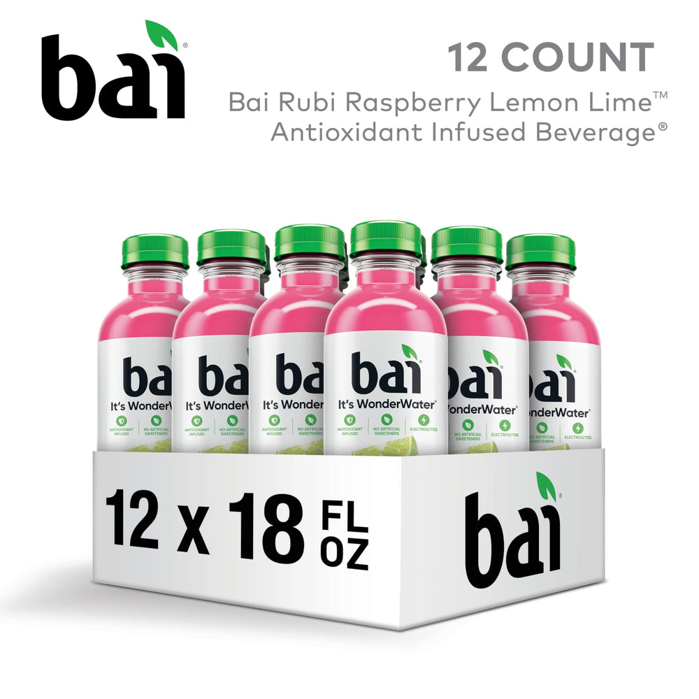 Bai Raspberry Lemon Lime bottle with nutritional notes including 1 gram sugar.