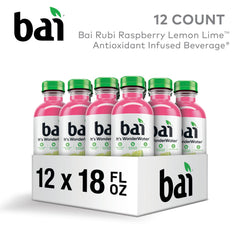 Bai Raspberry Lemon Lime bottle with nutritional notes including 1 gram sugar.