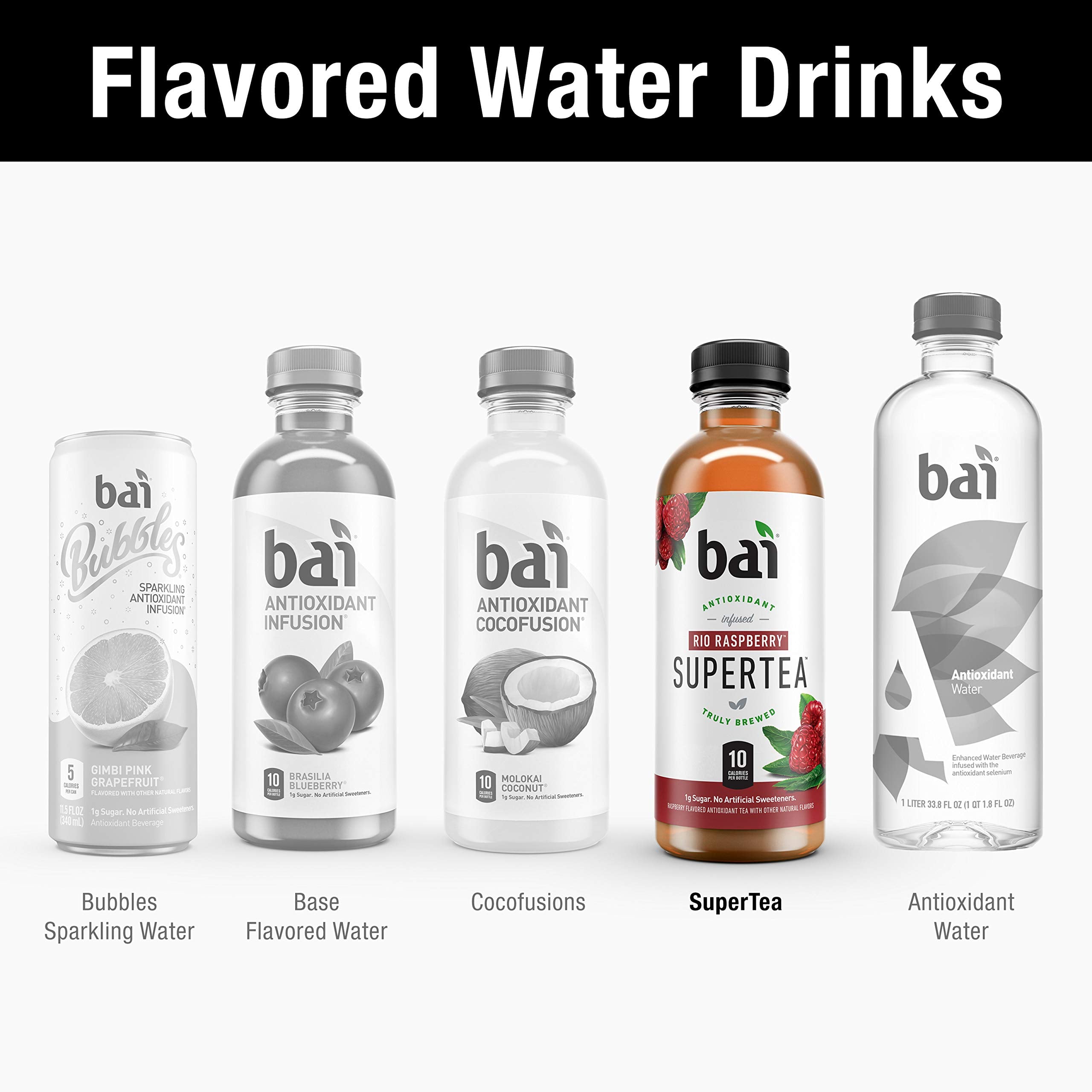 Pack of 12 Bai Rio Raspberry bottles arranged neatly.