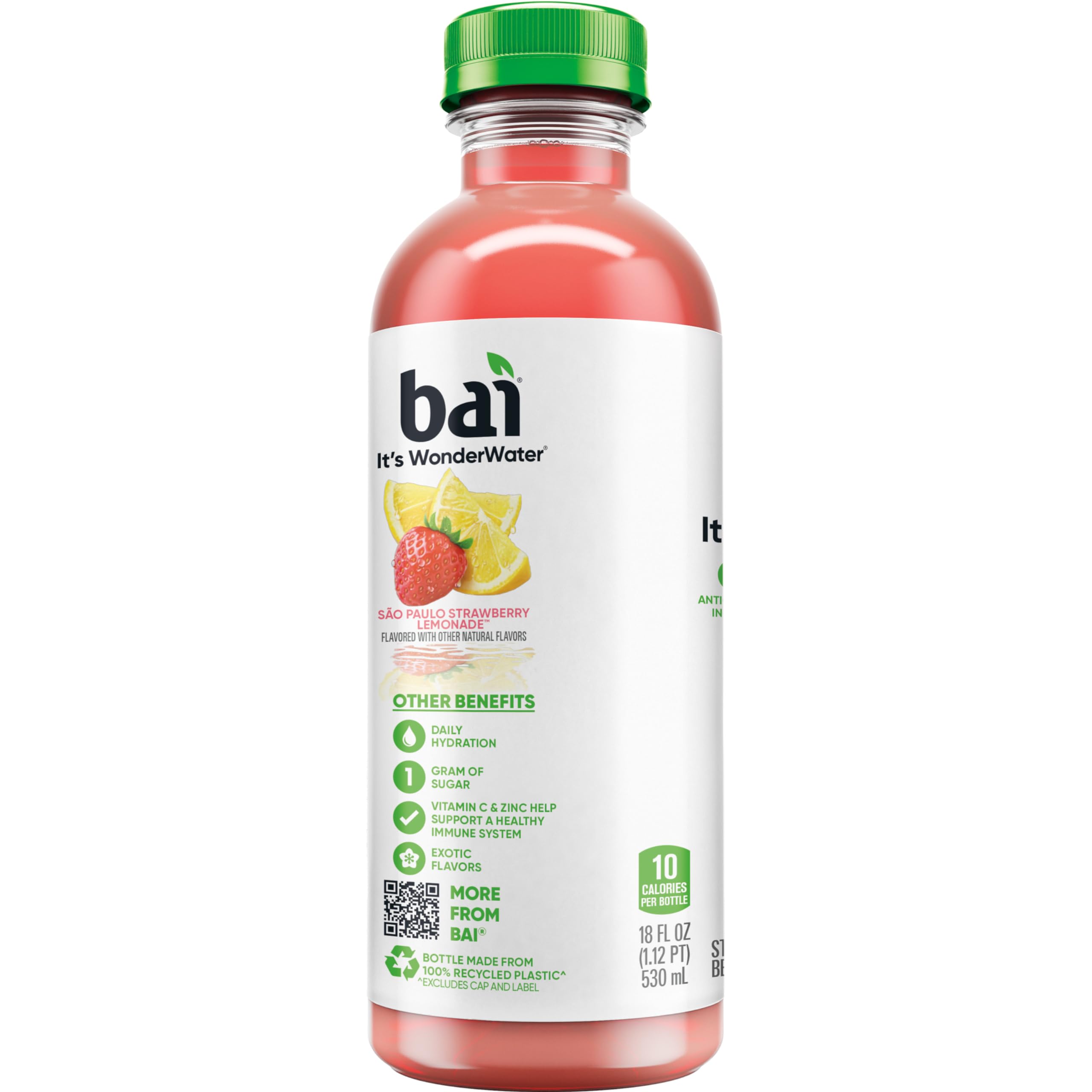 Nutritional badge on Bai São Paulo label notes no artificial sweeteners