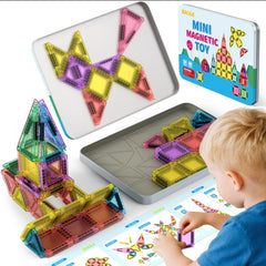 BAIJLE mini magnetic tiles travel case shows portable storage for on-the-go play.