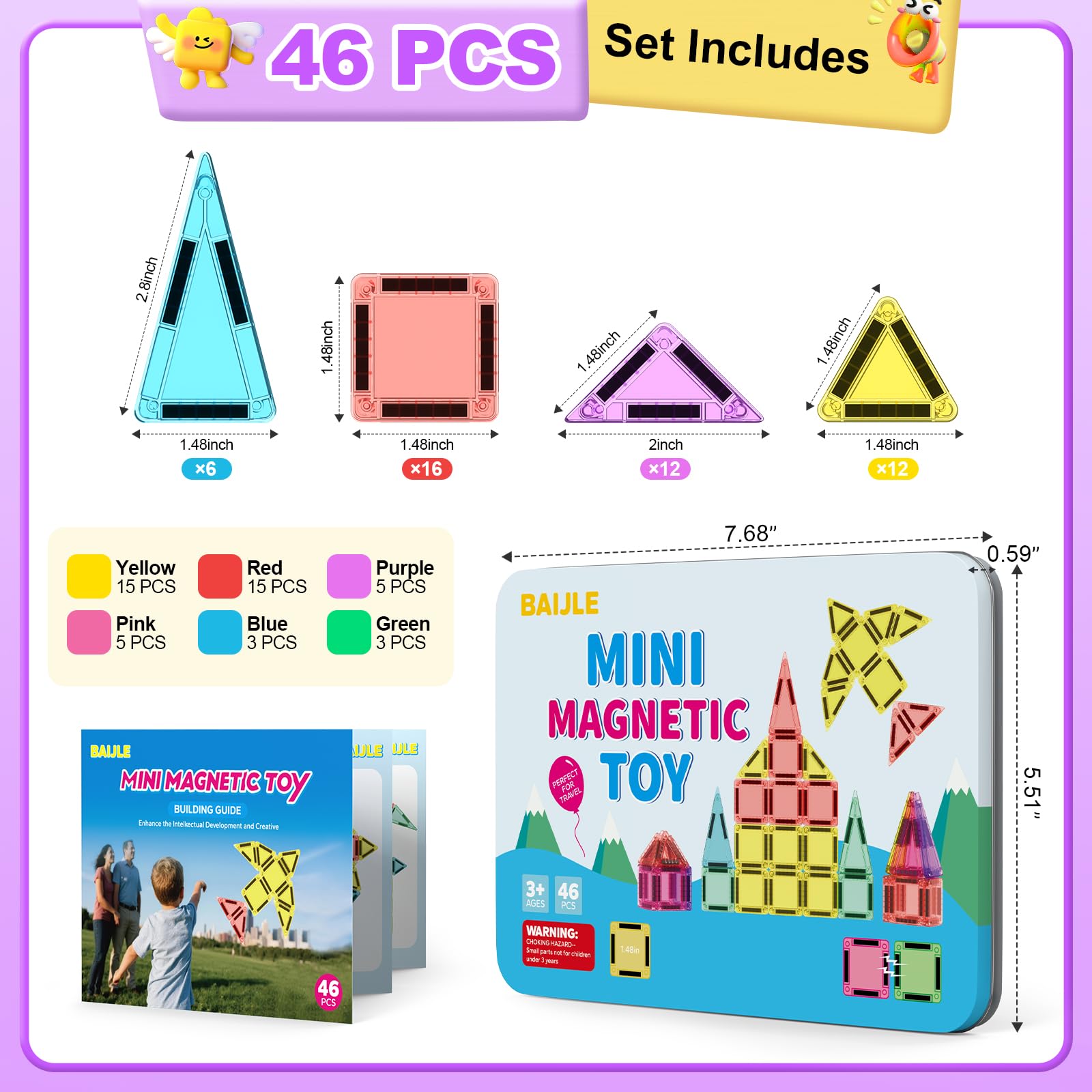 BAIJLE safety-tested magnetic tiles reassure parents about quality and use.