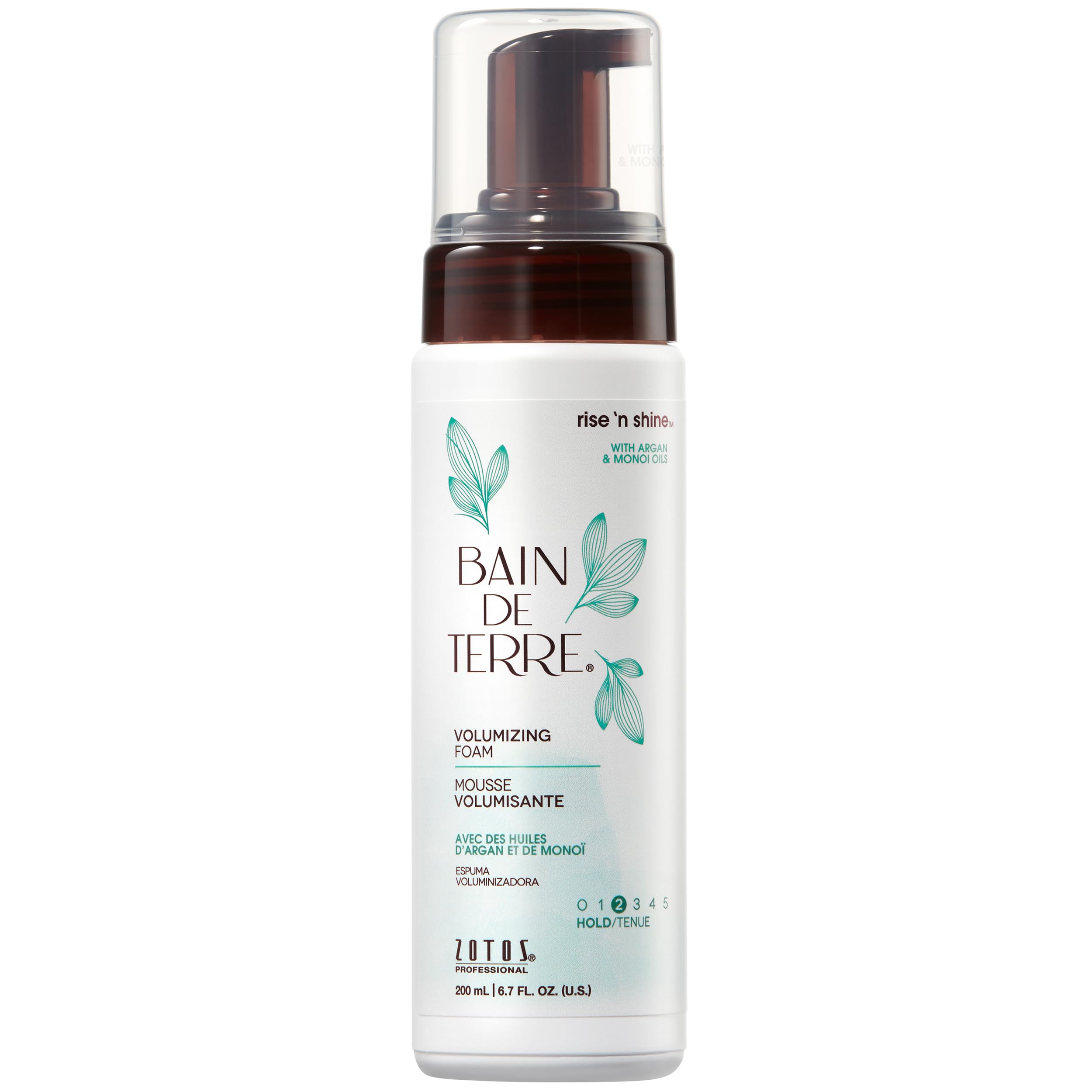 Bain de Terre Rise N' Shine bottle pouring for instant root lift.
