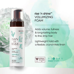 Rise N' Shine foaming action demonstrates light hold and volume.