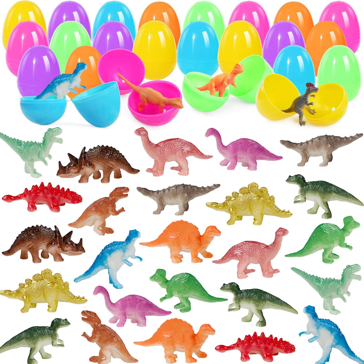 BAINFE Easter eggs with dinosaur toys 24-pack for Easter hunts and gifts