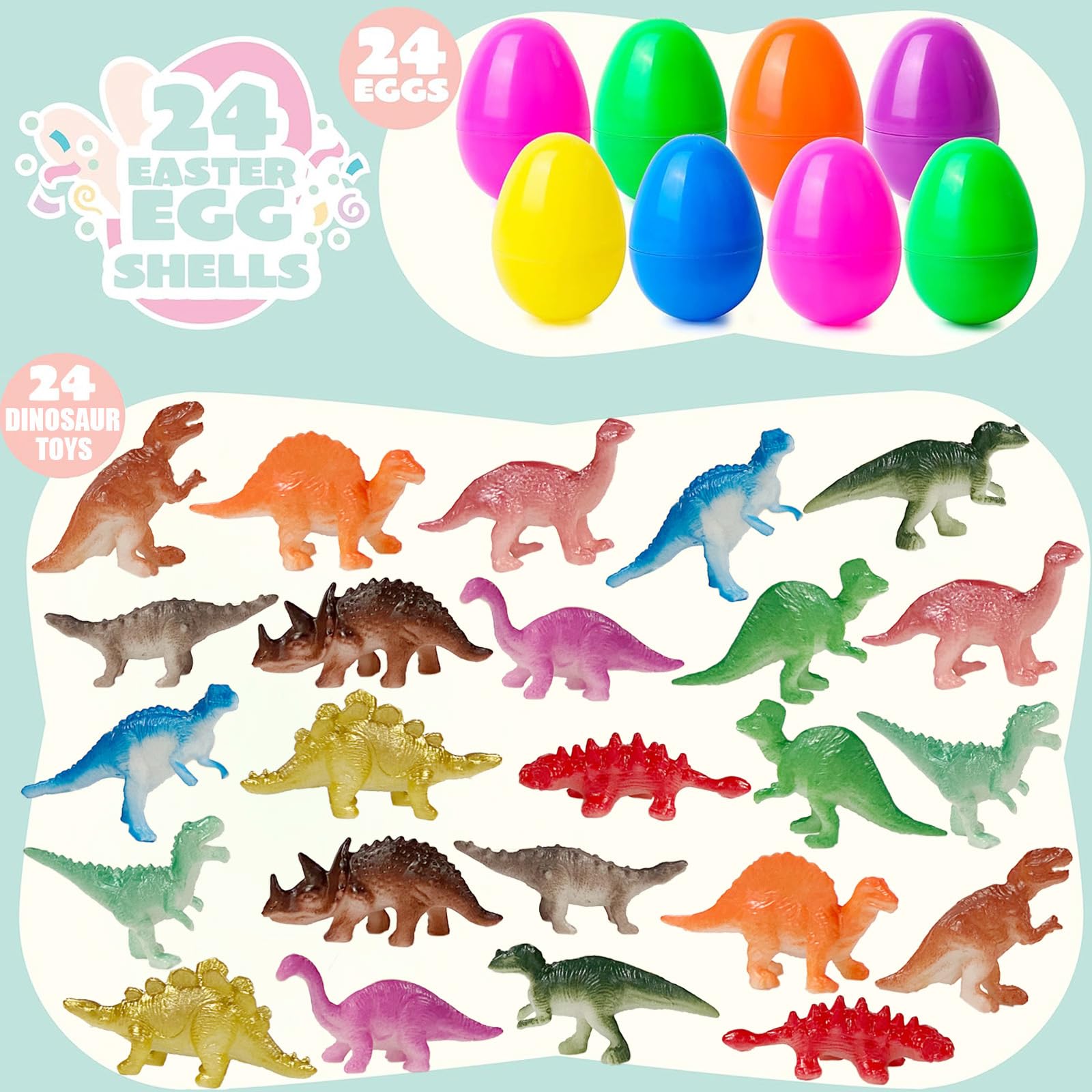BAINFE mini dinosaurs in assorted designs inside eggs encourage collection and sharing