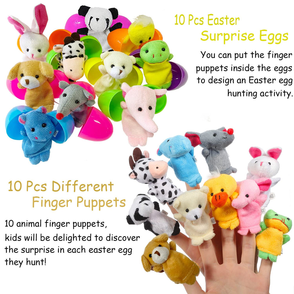 BAINFE finger puppet set featuring 10 animal characters for imaginative play