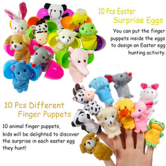 BAINFE finger puppet set featuring 10 animal characters for imaginative play