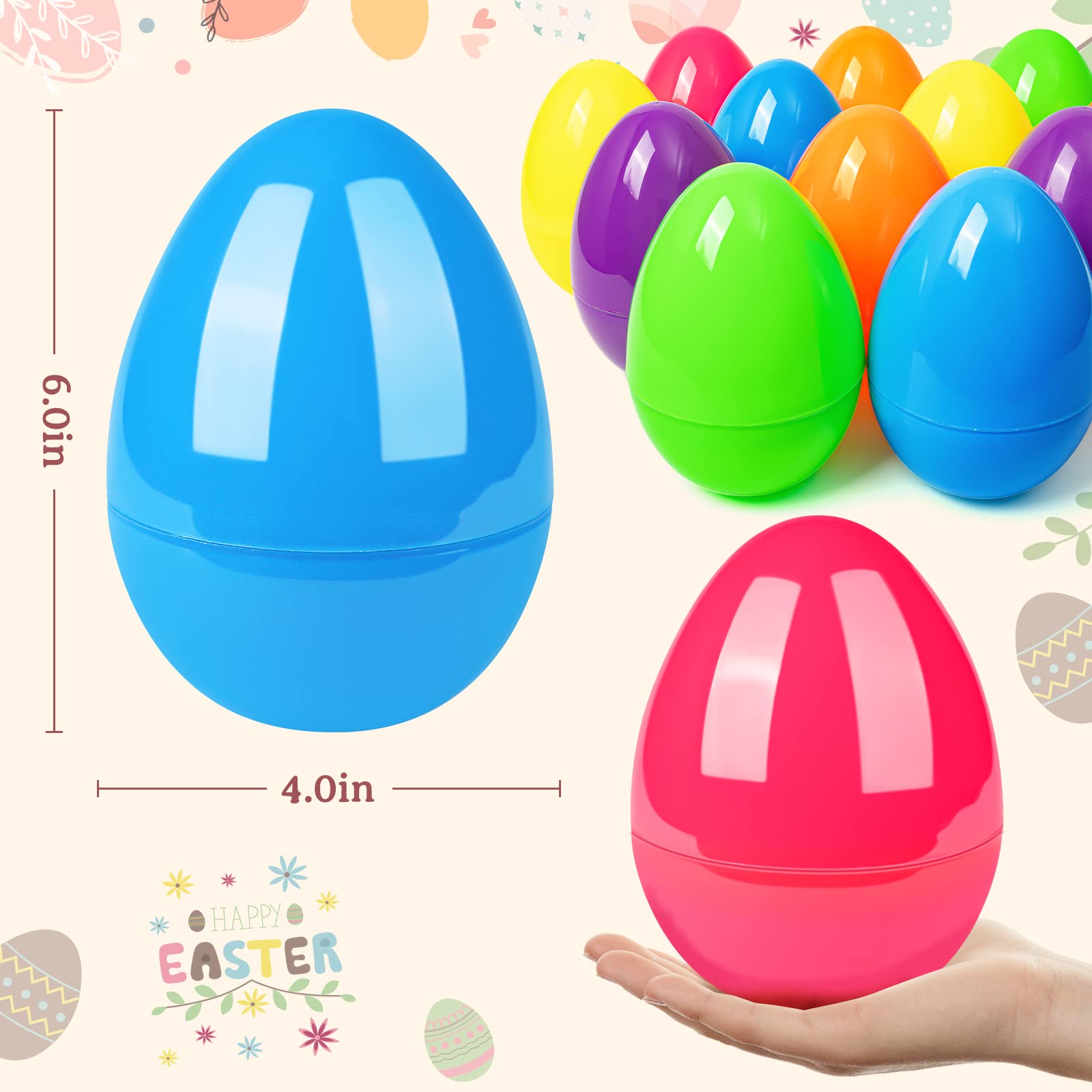 BainGesk pink 6-inch Easter egg colorful fillable treasure