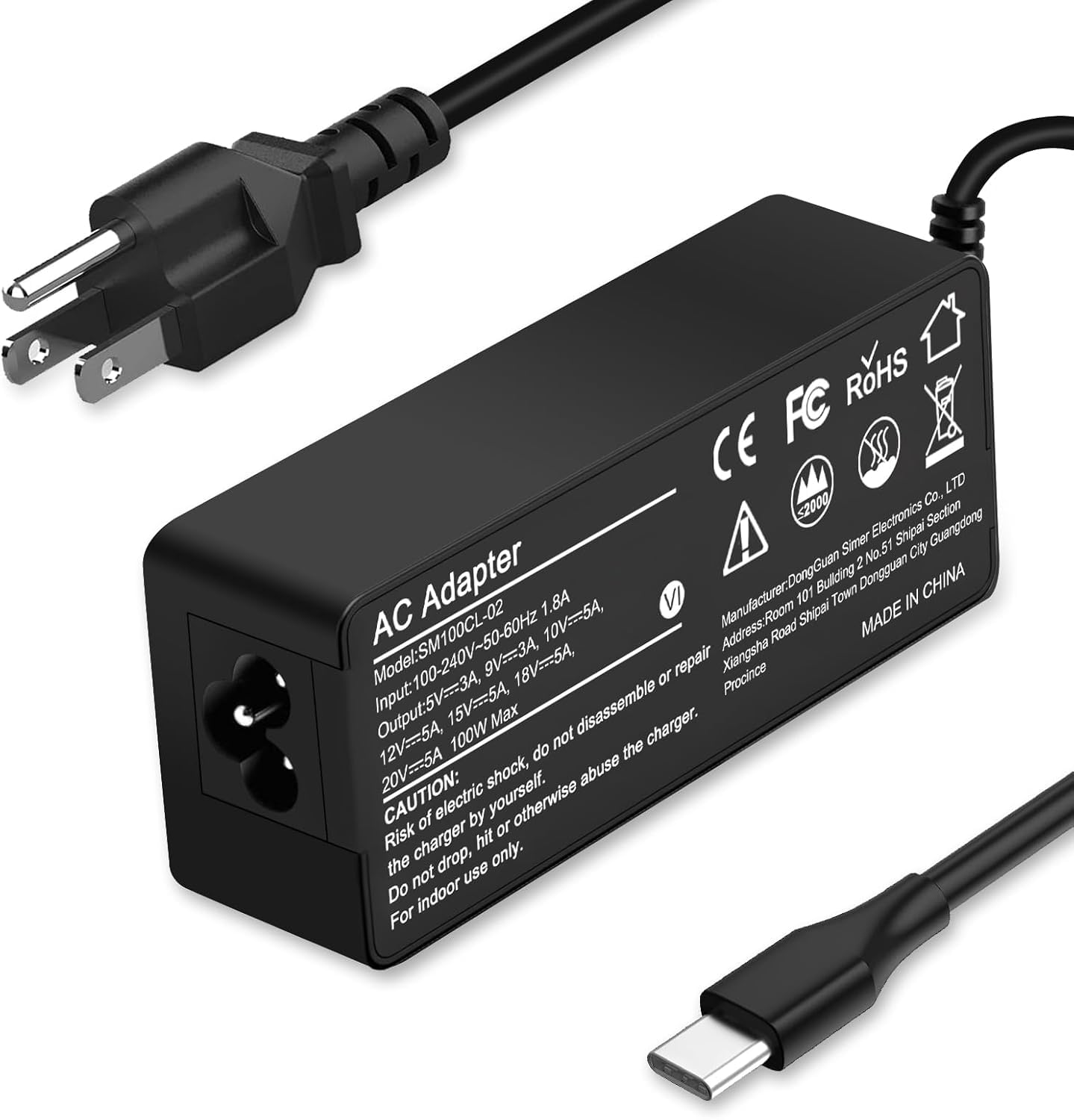 BAJ universal 100W USB-C charger closeup with compact design