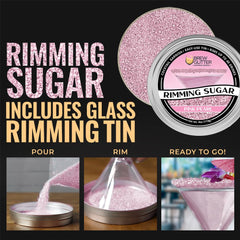 Bakell martini rim with pink glitter sugar.