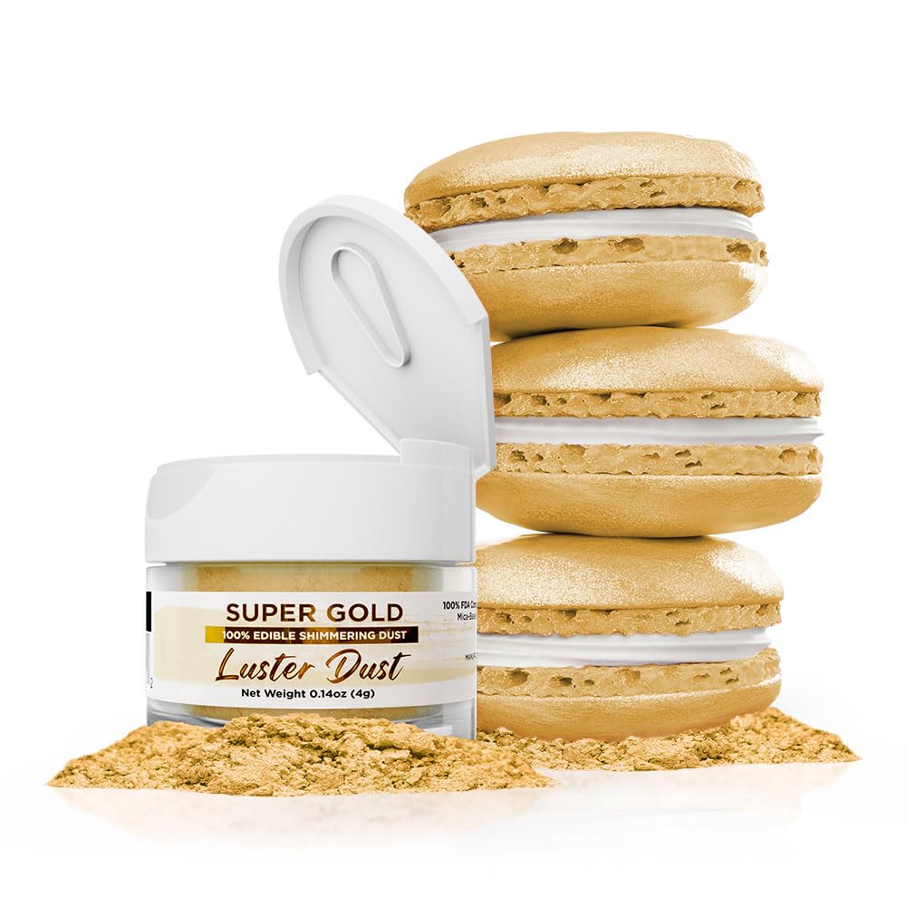 Bakell Luster Dust Super Gold jar adding edible sparkle to cakes
