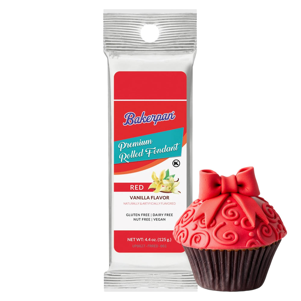 Bakerpan premium rolled red fondant for wedding cake toppers.