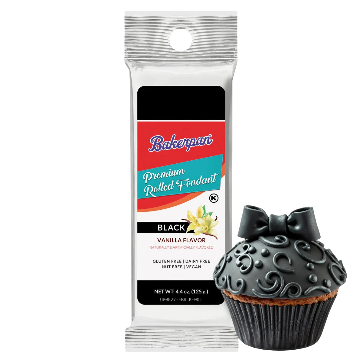 Bakerpan vanilla-flavored rolled fondant packaging for easy storage and access.