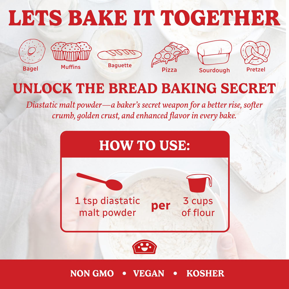 Bakers Club malt powder in a measuring scoop improving dough conditioning.